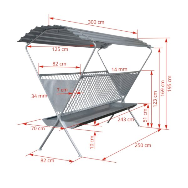 6214-iesle-de-hranire-cu-acoperis-pentru-oi-si-capre-300-x-130-x-195-cm ΤΑΙΣΤΡΑ ΜΕ ΣΚΕΠΑΣΤΡΟ ΓΙΑ ΠΡΟΒΑΤΑ ΚΑΙ ΚΑΤΣΙΚΙΑ 250cm